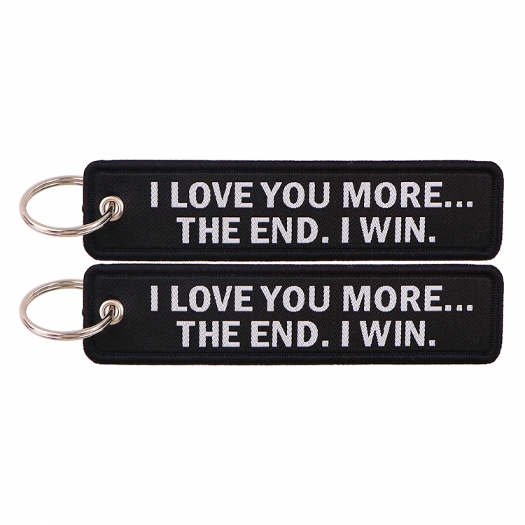 Quotations and warnings Double sided color woven label keychain with thickened hanging rope 13x3cm 10G price for 5 pcs