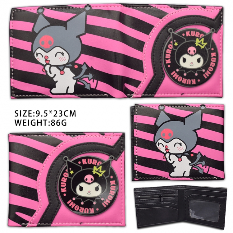 Kuromi Hardware PU wallet short two-fold wallet 9.5X23.5CM 86G