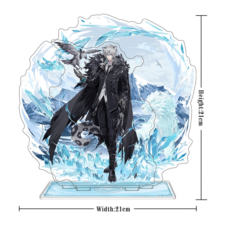 silver grey Acrylic interlayer technology double-sided Standing Plates stand figure 21CM
