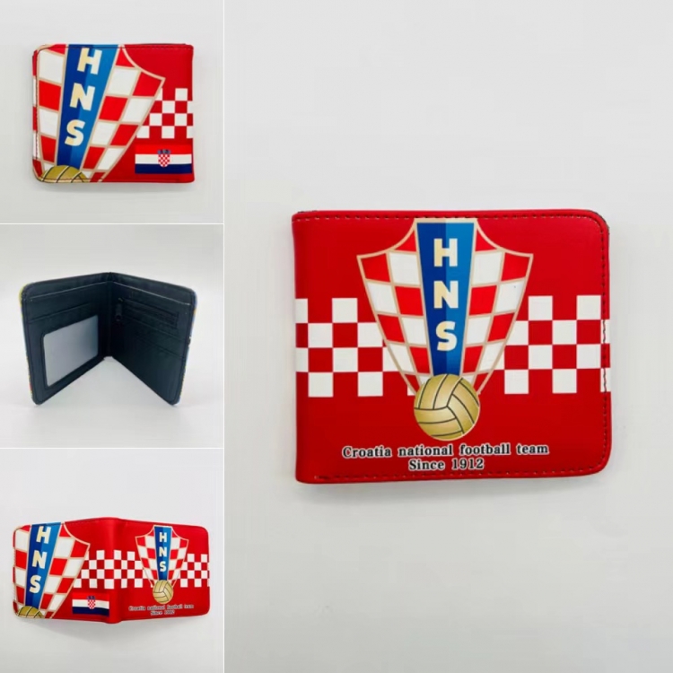 Men's football team Full color Two fold short card case wallet 11X9.5CM   5907