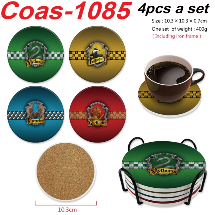 Harry Potter Anime peripheral circular coaster UV printed ceramic cork insulation pad a set of 4