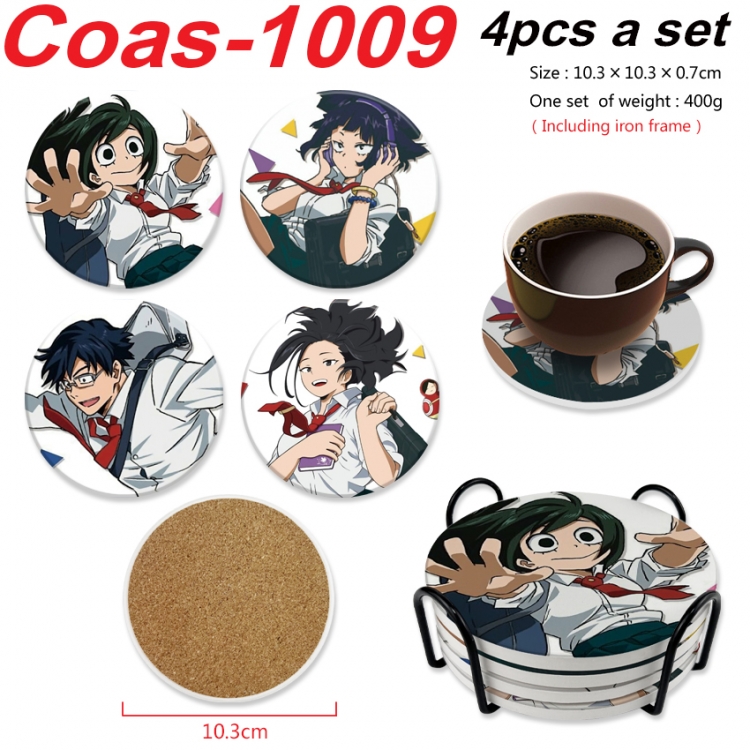 My Hero Academia Anime peripheral circular coaster UV printed ceramic cork insulation pad a set of 4 
