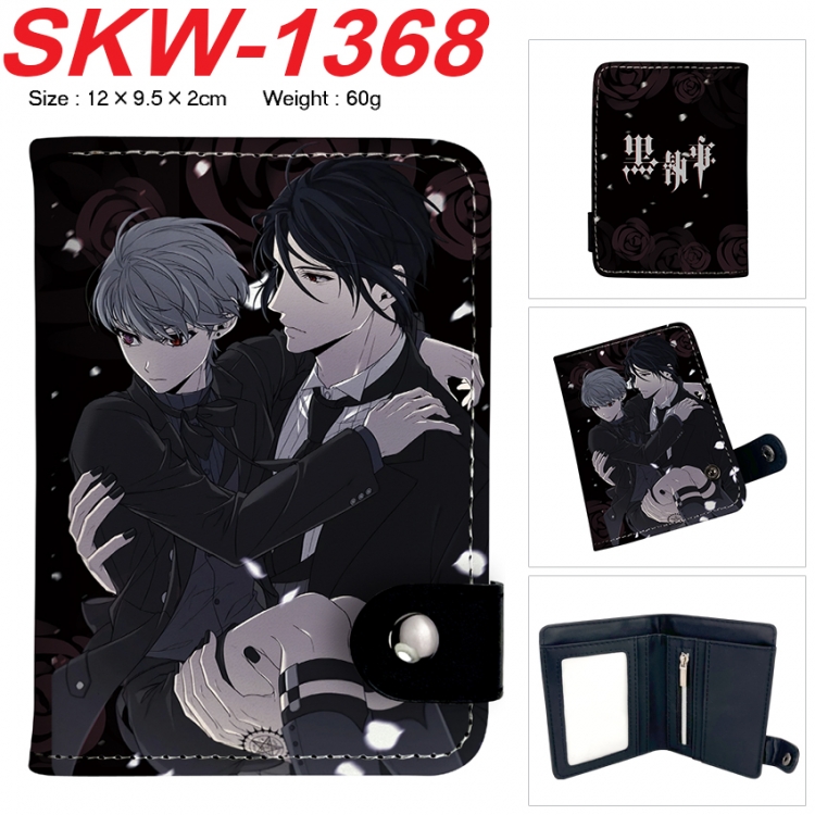 Kuroshitsuji Anime vertical button folding wallet 12X9.5X2CM 60g