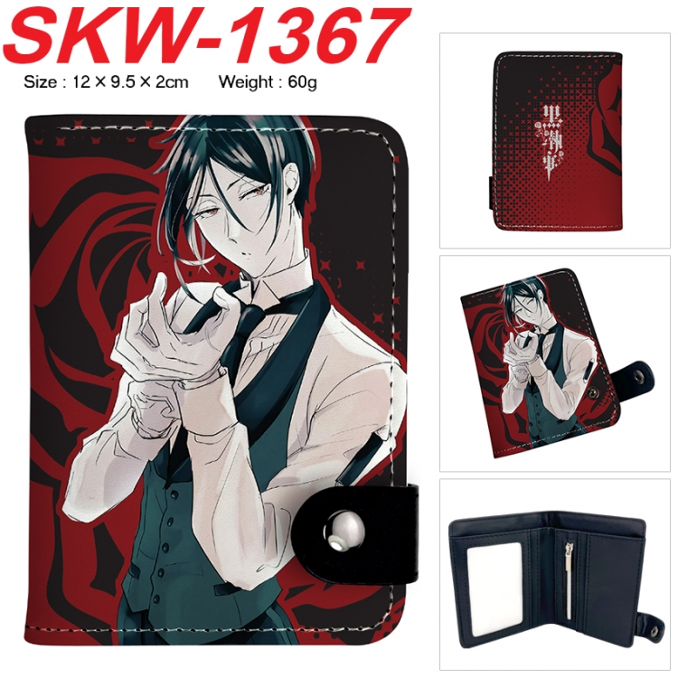 Kuroshitsuji Anime vertical button folding wallet 12X9.5X2CM 60g