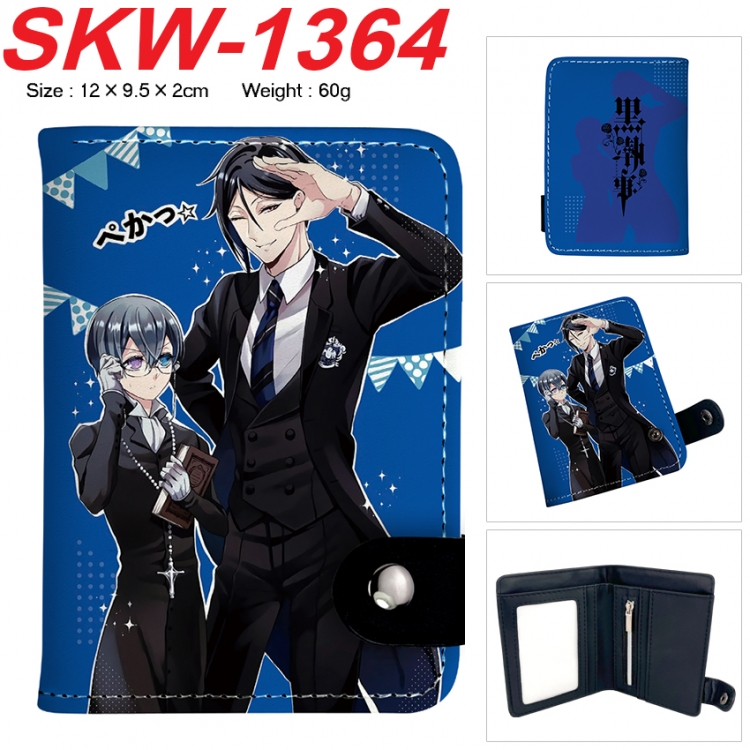 Kuroshitsuji Anime vertical button folding wallet 12X9.5X2CM 60g