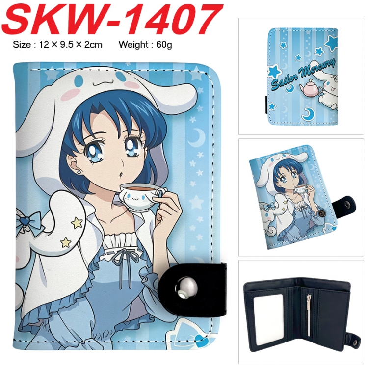 sailormoon Anime vertical button folding wallet 12X9.5X2CM 60g