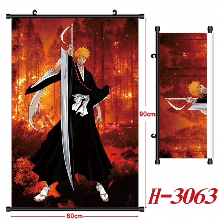  Bleach Anime Black Plastic Rod Canvas Painting Wall Scroll 60X90CM