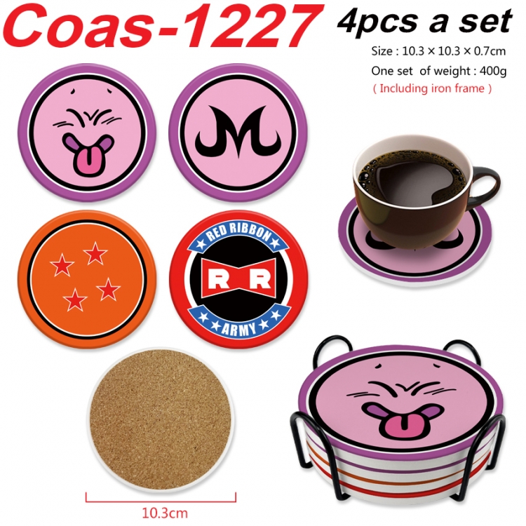 DRAGON BALL Anime peripheral circular coaster UV printed ceramic cork insulation pad a set of 4 