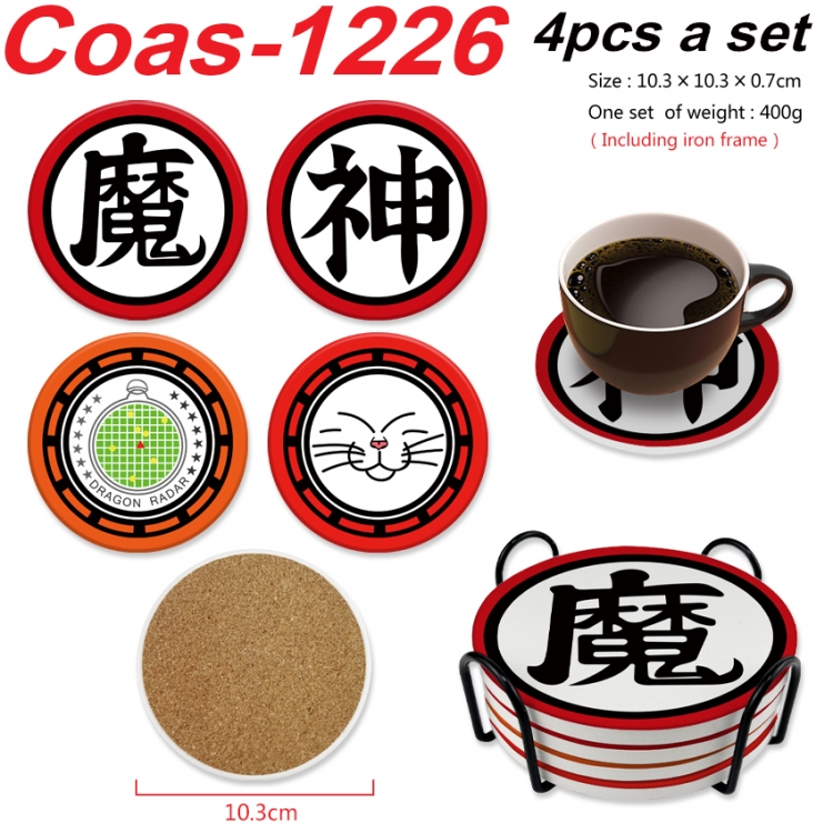 DRAGON BALL Anime peripheral circular coaster UV printed ceramic cork insulation pad a set of 4 