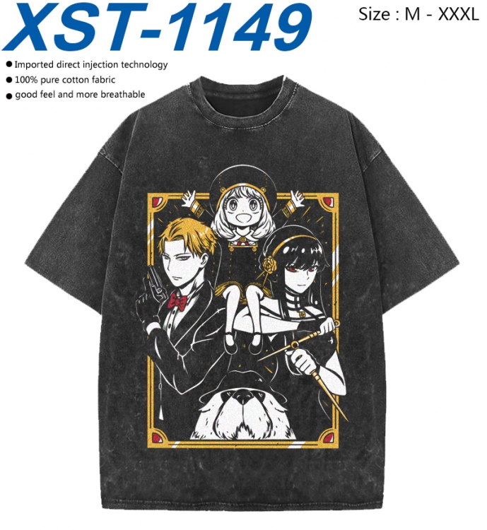 SPY×FAMILY Cotton direct spray color print washed denim T-shirt 250g from M to 3XL