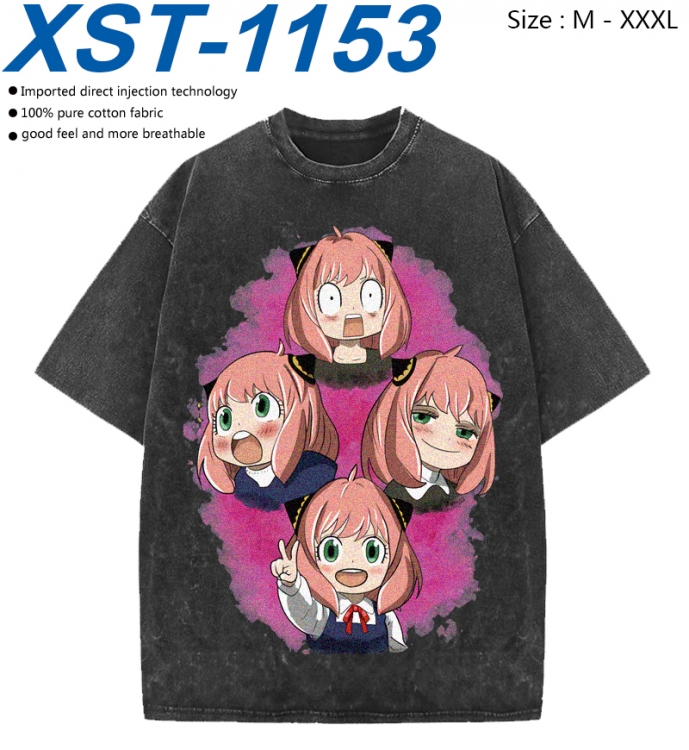 SPY×FAMILY Cotton direct spray color print washed denim T-shirt 250g from M to 3XL