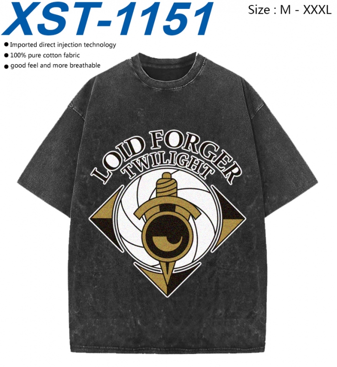 SPY×FAMILY Cotton direct spray color print washed denim T-shirt 250g from M to 3XL