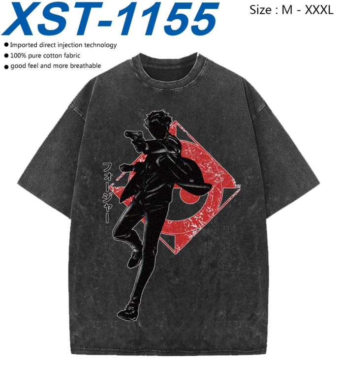 SPY×FAMILY Cotton direct spray color print washed denim T-shirt 250g from M to 3XL