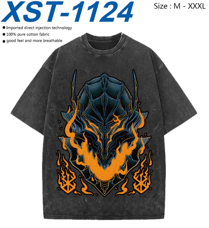 Berserk Cotton direct spray color print washed denim T-shirt 250g from M to 3XL