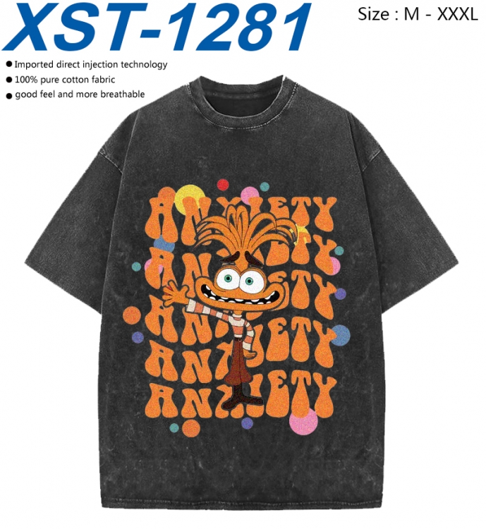 Inside Out Cotton direct spray color print washed denim T-shirt 250g from M to 3XL