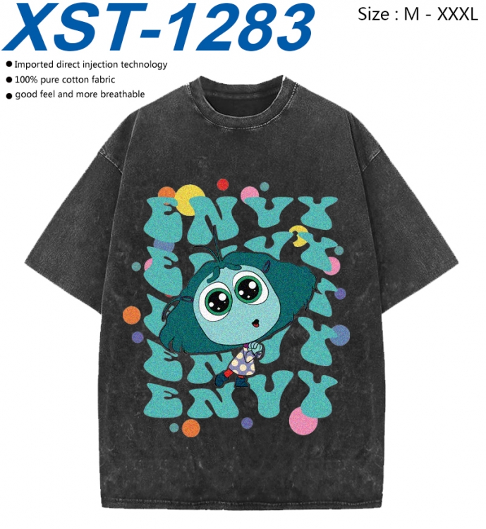 Inside Out Cotton direct spray color print washed denim T-shirt 250g from M to 3XL