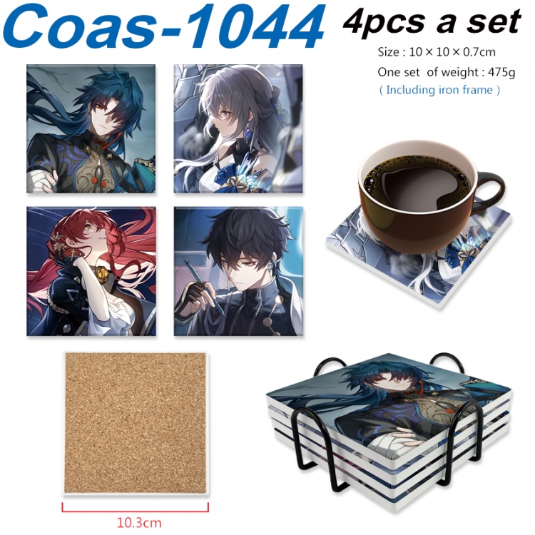 Honkai: Star Rail Anime peripheral UV printed square coaster a set of 4