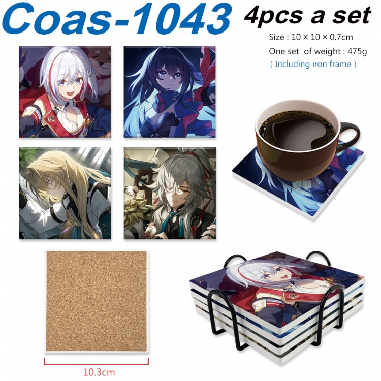 Honkai: Star Rail Anime peripheral UV printed square coaster a set of 4