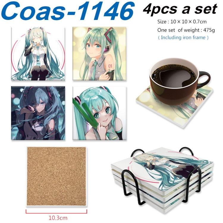 Hatsune Miku Anime peripheral UV printed square coaster a set of 4 Coas-1146