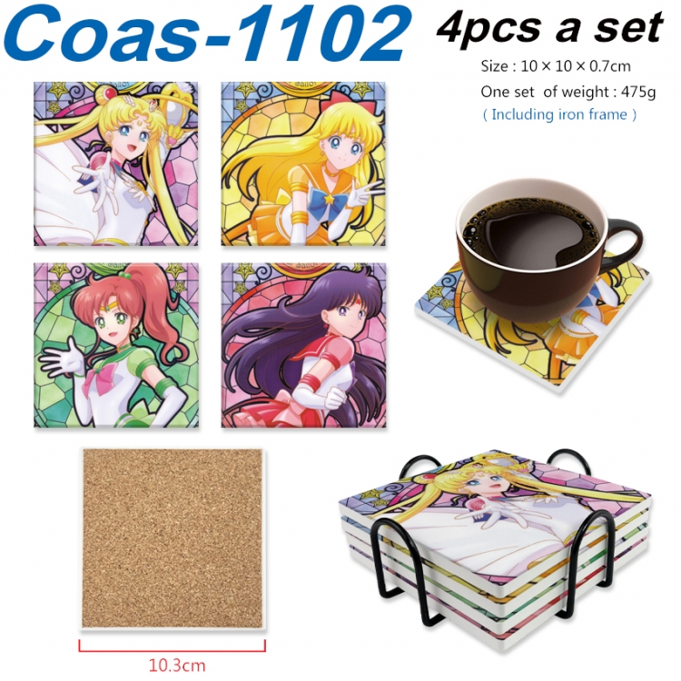 sailormoon Anime peripheral UV printed square coaster a set of 4 Coas-1102