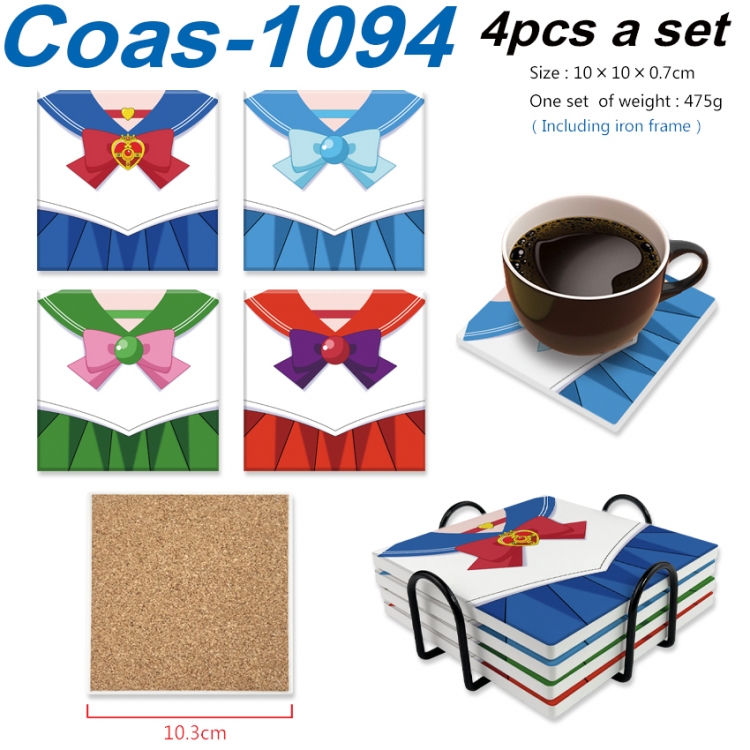 sailormoon Anime peripheral UV printed square coaster a set of 4 Coas-1094