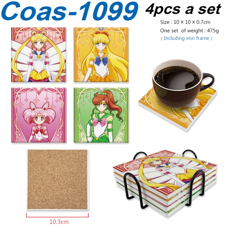sailormoon Anime peripheral UV printed square coaster a set of 4 Coas-1099