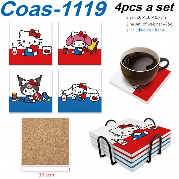 sanrio Anime peripheral UV printed square coaster a set of 4 Coas-1119