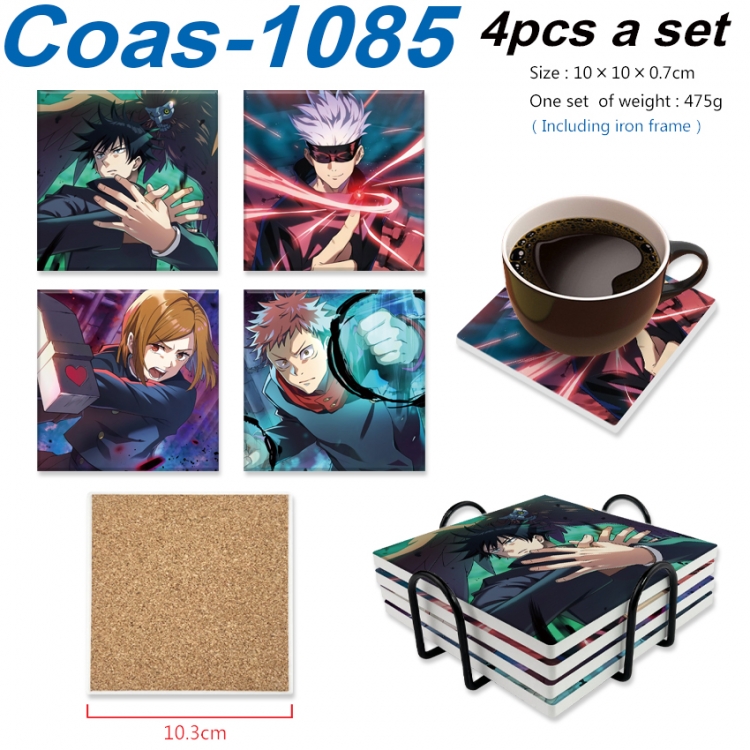 Jujutsu KaisenAnime peripheral UV printed square coaster a set of 4 Coas-1085