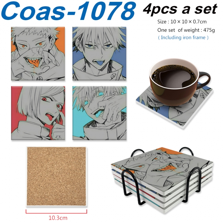 Jujutsu KaisenAnime peripheral UV printed square coaster a set of 4 Coas-1078