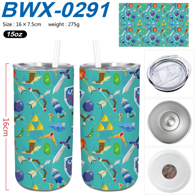 The Legend of Zelda Small straight tube 304 stainless steel insulated cup 16X7.5CM