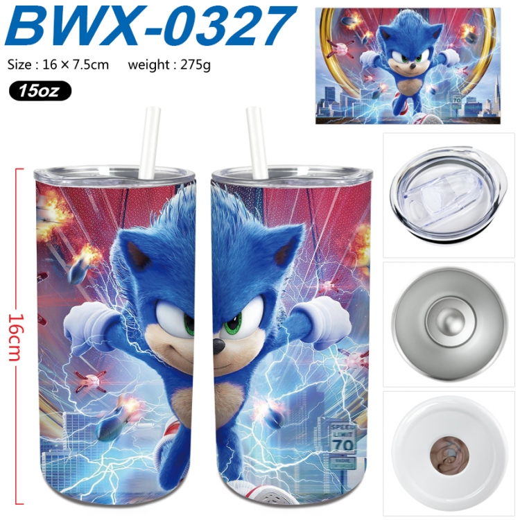 Sonic The Hedgehog Small straight tube 304 stainless steel insulated cup 16X7.5CM