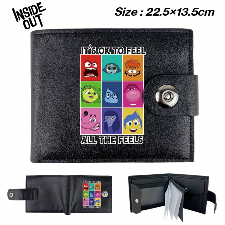 Inside Out Animation snap fastener black pickup bag wallet 22.5X13.5CM