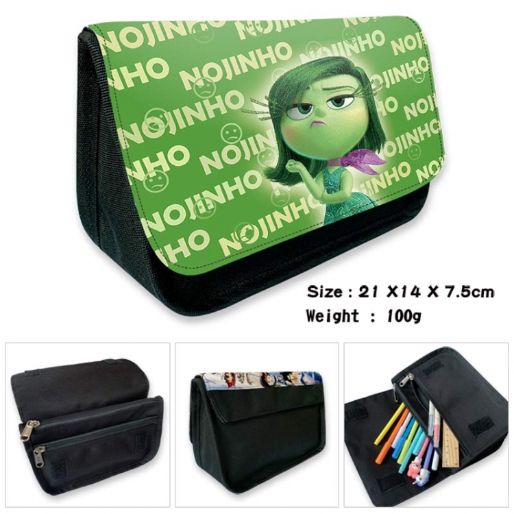 Inside Out Anime Velcro canvas zipper pencil case Pencil Bag 21×14×7.5cm