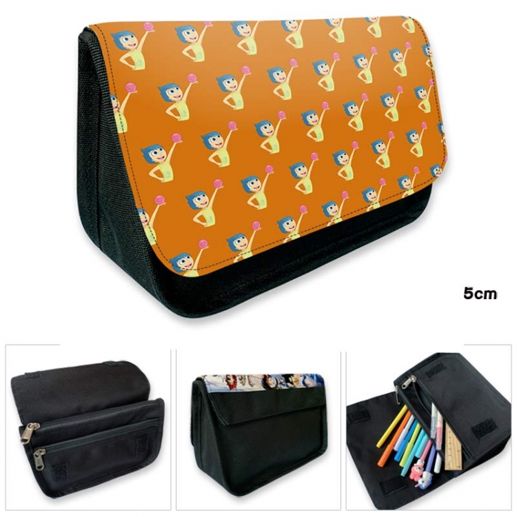 Inside Out Anime Velcro canvas zipper pencil case Pencil Bag 21×14×7.5cm