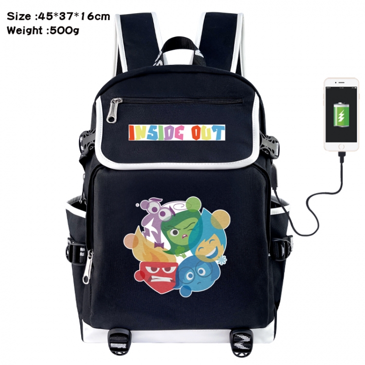 Inside Out Anime Flip Data Cable USB Backpack School Bag 45X37X16CM