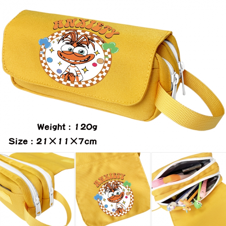 Inside Out Anime waterproof canvas portable double-layer pencil bag cosmetic bag 21x11x7cm