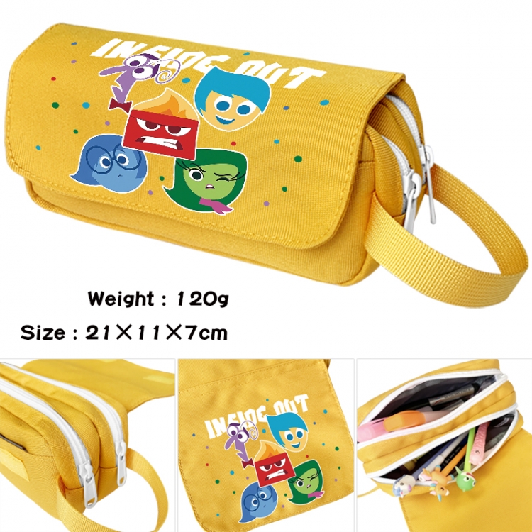 Inside Out Anime waterproof canvas portable double-layer pencil bag cosmetic bag 21x11x7cm