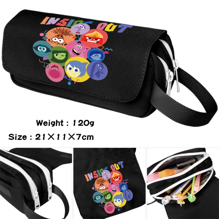 Inside Out Anime waterproof canvas portable double-layer pencil bag cosmetic bag 21x11x7cm