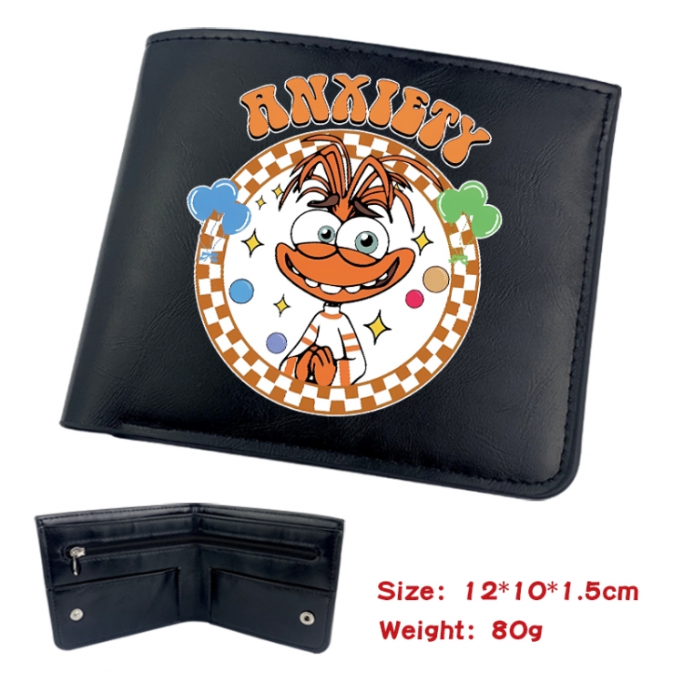 Inside Out Animation soft leather inner buckle black leather wallet 12X10X1.5CM
