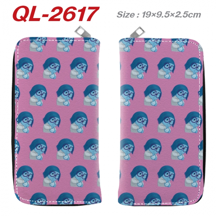 Inside Out Anime peripheral PU leather full-color long zippered wallet 19.5x9.5x2.5cm