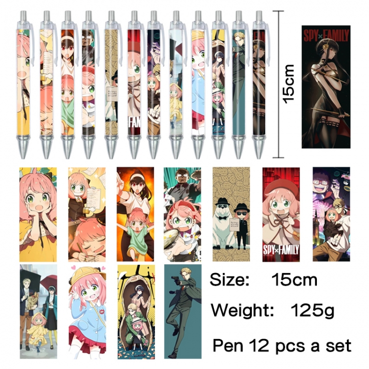 SPY×FAMILY Anime peripheral student color picture ballpoint pen neutral pen 15cm a set of 12
