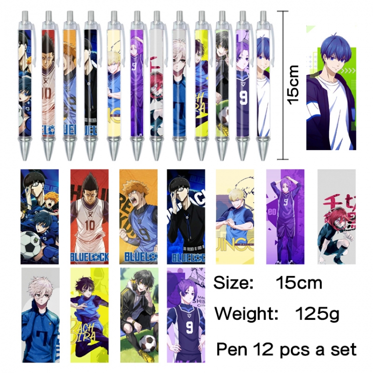BLUE LOCK Anime peripheral student color picture ballpoint pen neutral pen 15cm a set of 12