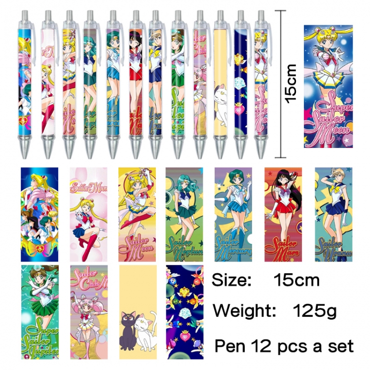 sailormoon Anime peripheral student color picture ballpoint pen neutral pen 15cm a set of 12