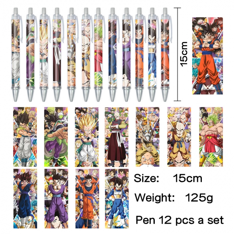 DRAGON BALL Anime peripheral student color picture ballpoint pen neutral pen 15cm a set of 12