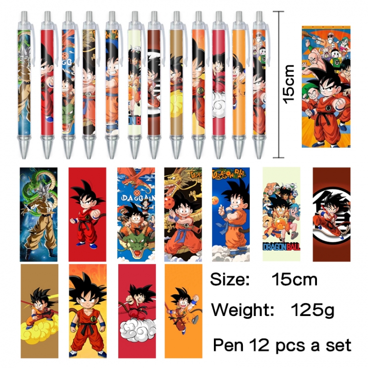 DRAGON BALL Anime peripheral student color picture ballpoint pen neutral pen 15cm a set of 12