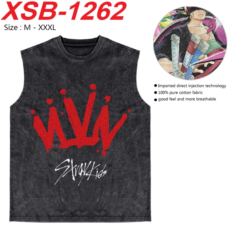 straykids Anime pure cotton wash vest T-shirt 250g M-3XL  XSB-1262