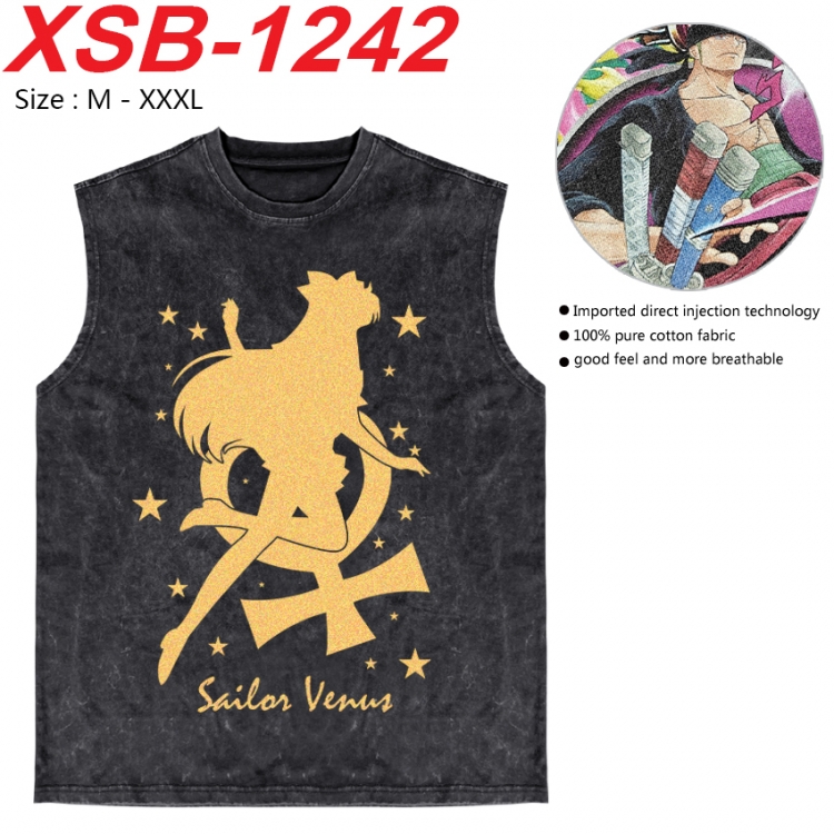 sailormoon Anime pure cotton wash vest T-shirt 250g M-3XL