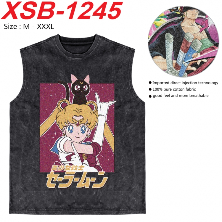 sailormoon Anime pure cotton wash vest T-shirt 250g M-3XL