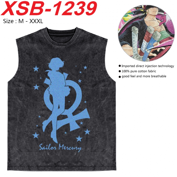 sailormoon Anime pure cotton wash vest T-shirt 250g M-3XL
