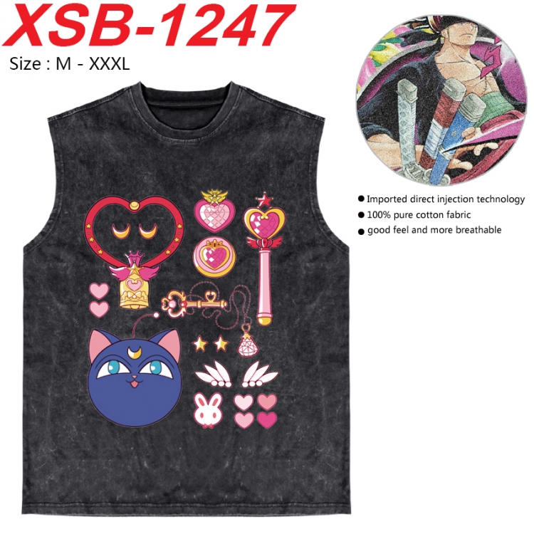 sailormoon Anime pure cotton wash vest T-shirt 250g M-3XL